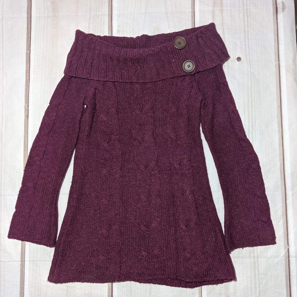EUC Purple Sweater Dress Cable Knit Size M